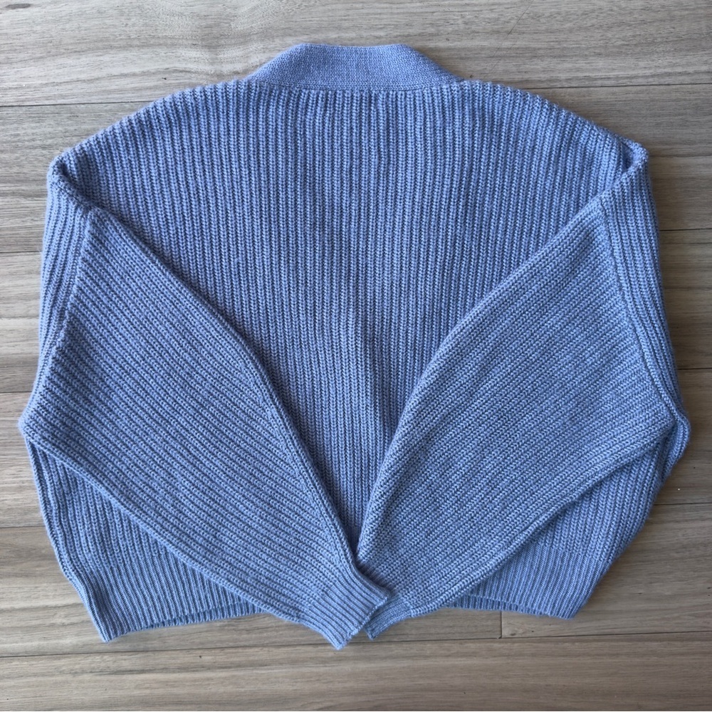 Charlie Holiday Henry Cardigan Sweater in Maya Blue Wool Mohair Blend Size XL - Picture 4 of 8